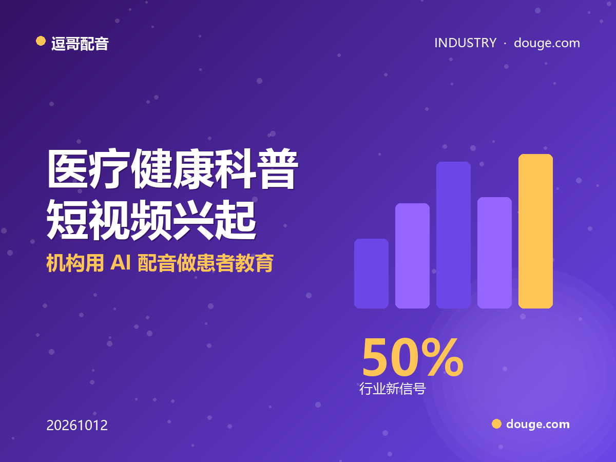 逗哥配音观察:医疗健康科普短视频兴起,机构用 AI 配音做患者教育口播