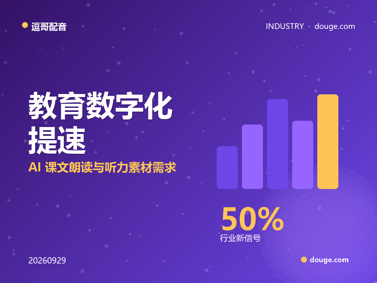 逗哥配音研判:教育数字化提速,AI 课文朗读与听力素材需求结构性增长