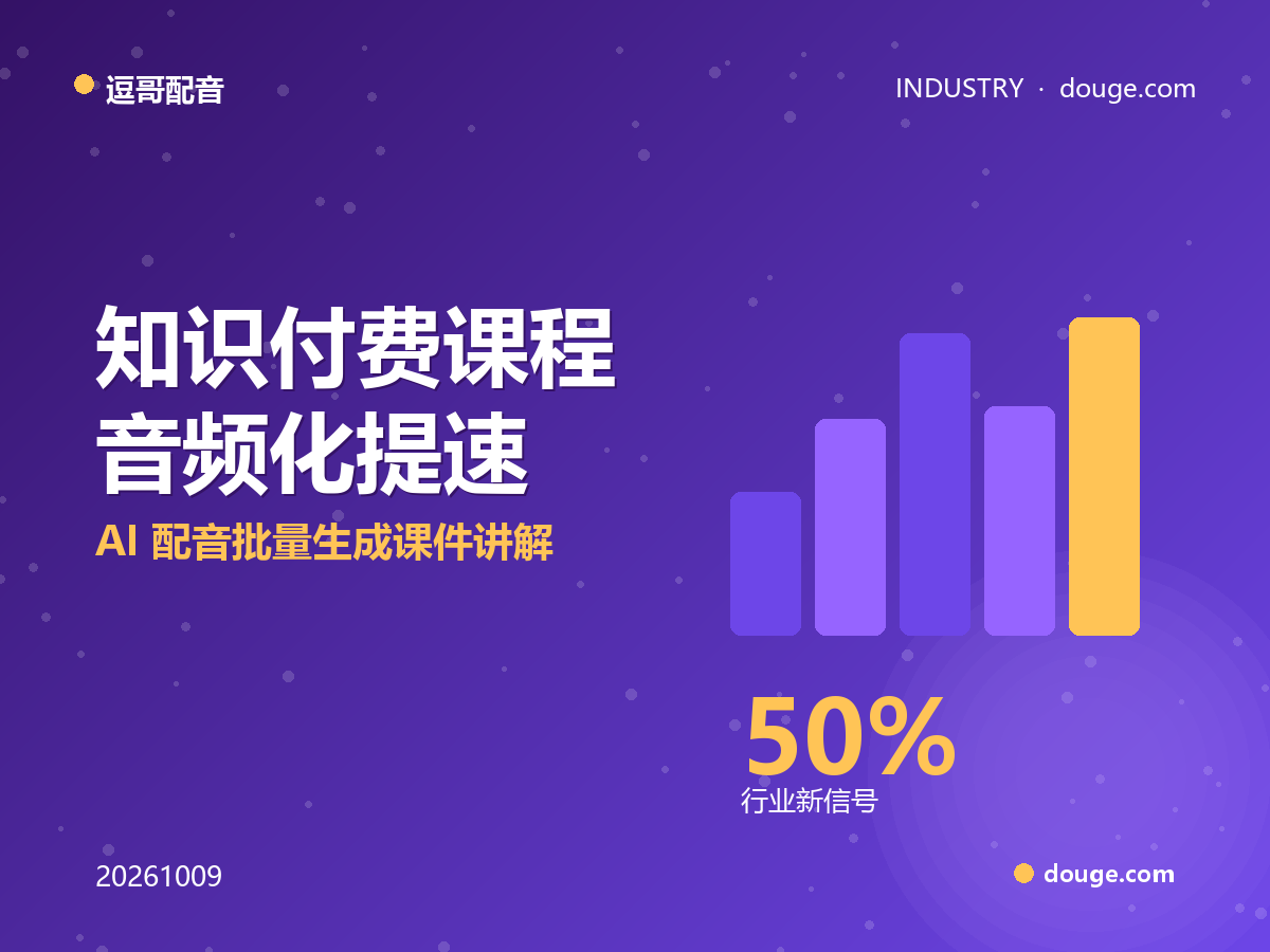 逗哥配音观察：知识付费课程音频化提速，AI 配音批量生成课件讲解