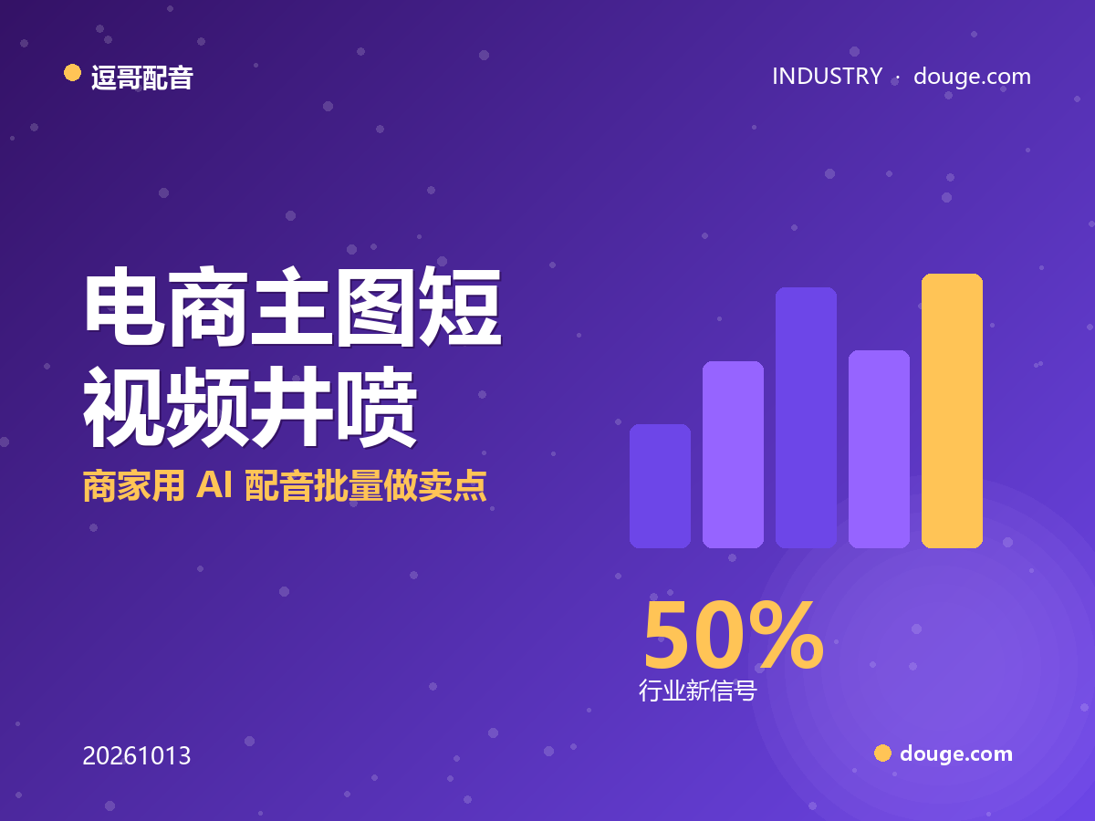 逗哥配音观察：电商主图短视频井喷，商家用 AI 配音批量做卖点口播