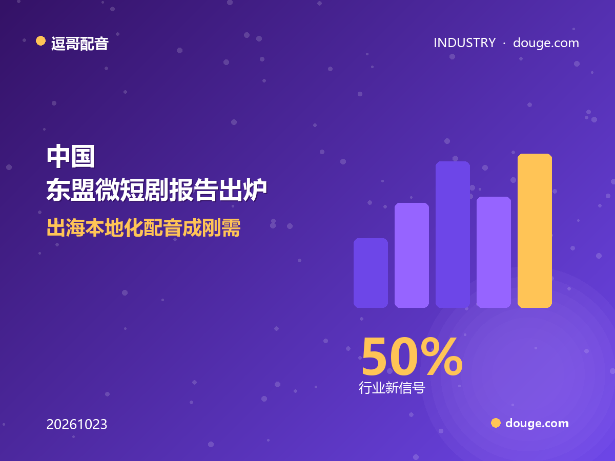 逗哥配音观察:中国—东盟微短剧报告出炉,出海本地化配音成刚需