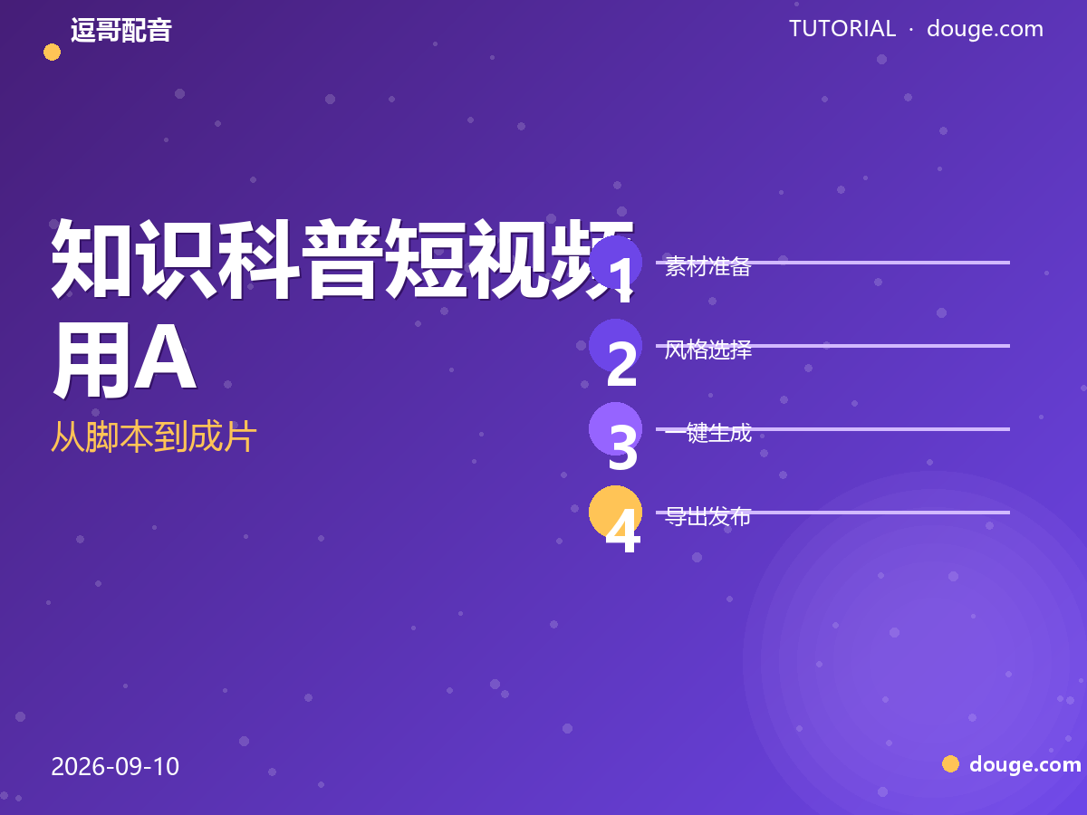 逗哥配音实操：知识科普短视频用 AI 配音，从脚本到成片