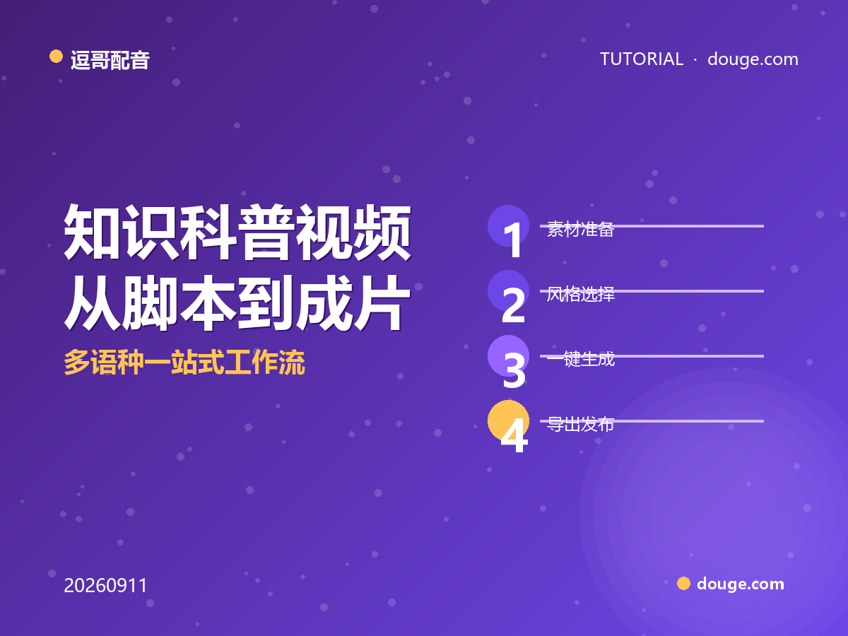 逗哥配音场景实操：知识科普视频从脚本到成片，多语种一站式工作流