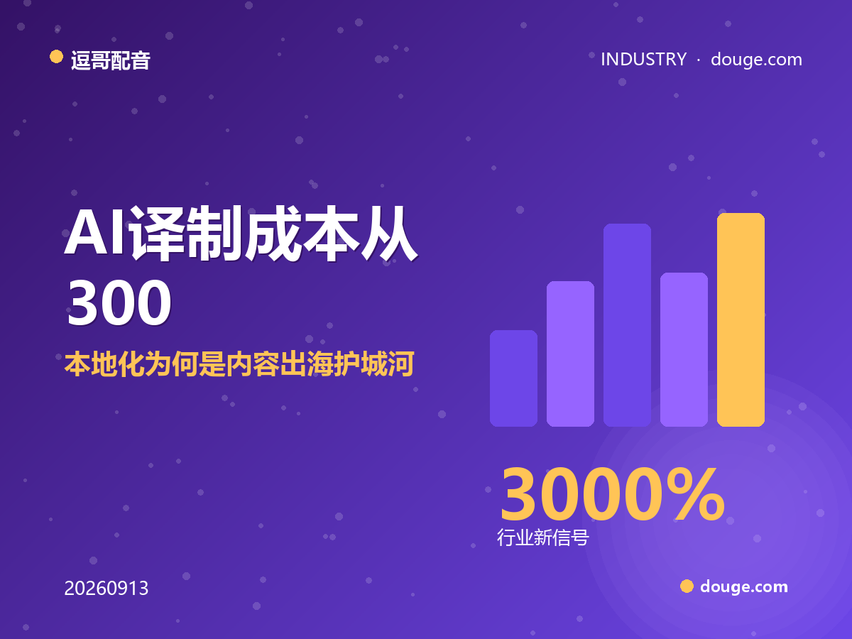 逗哥配音解读：AI 译制成本从 3000 美元降到 30 美元，本地化为何是内容出海护城河