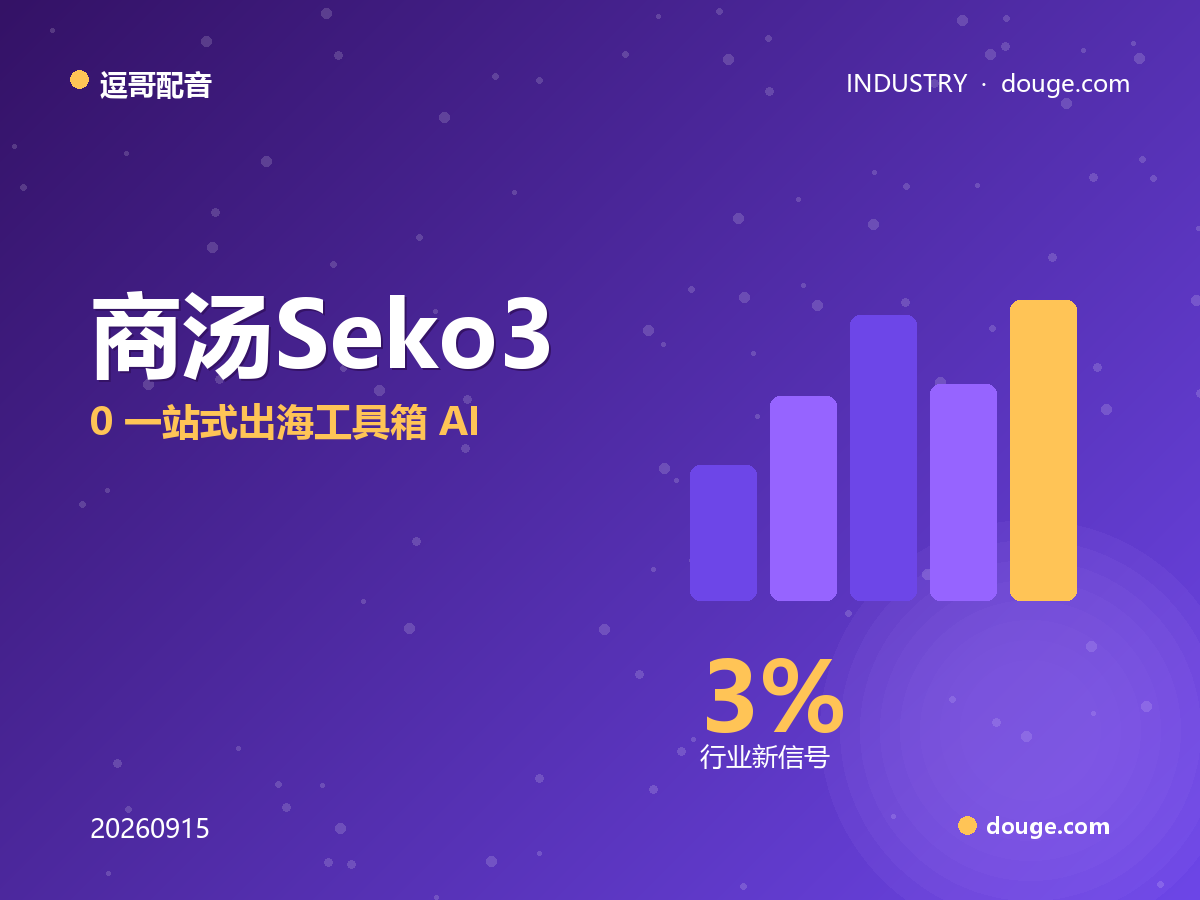 逗哥配音观察：商汤 Seko 3.0 一站式出海工具箱，AI 短剧本地化开始分工