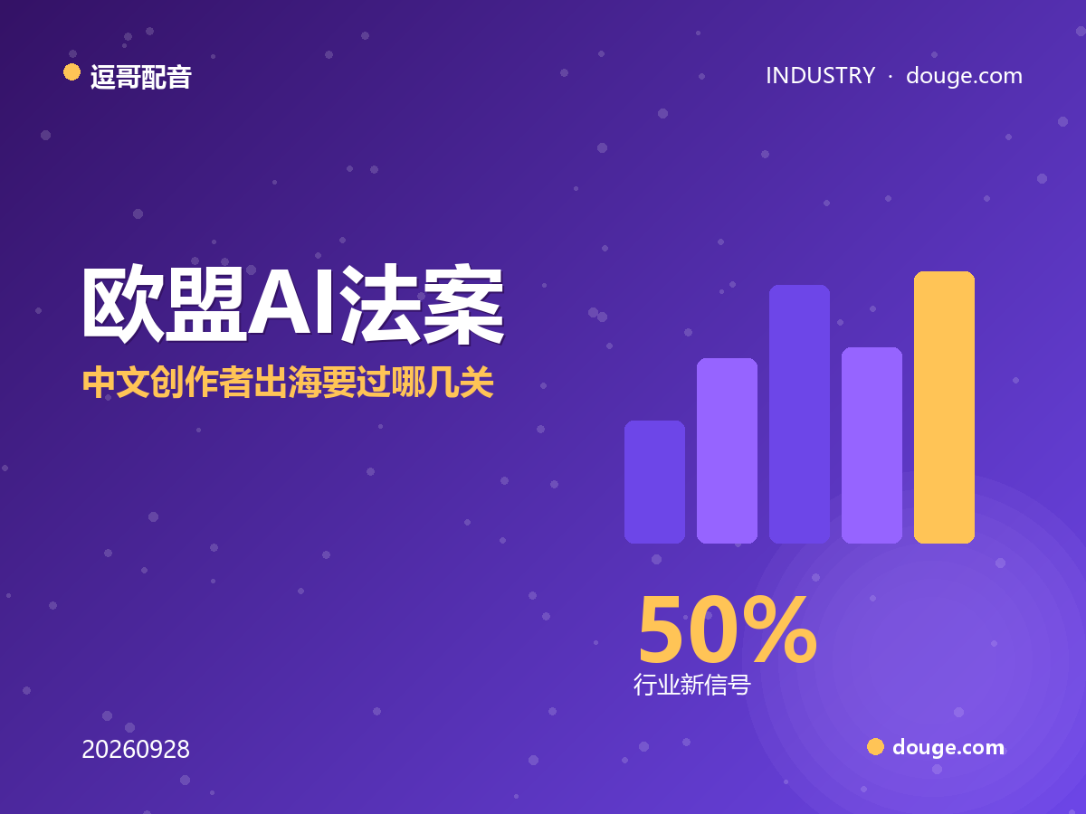 逗哥配音合规解读：欧盟 AI 法案"语音透明"落地，中文创作者出海要过哪几关