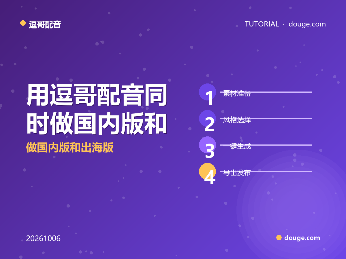 一条脚本出双语两版成片:用逗哥配音同时做国内版和出海版