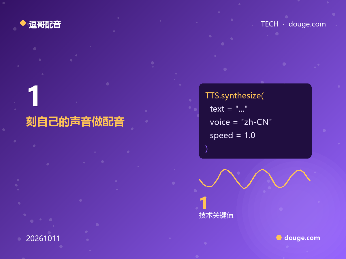 逗哥配音声音克隆实操:1 分钟样本复刻自己的声音做配音