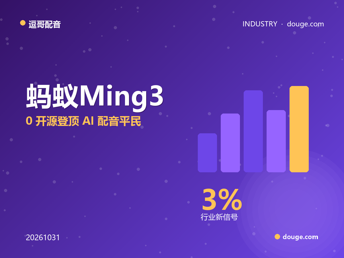 逗哥配音解析:蚂蚁 Ming-3.0 开源登顶,AI 配音平民化意味着什么
