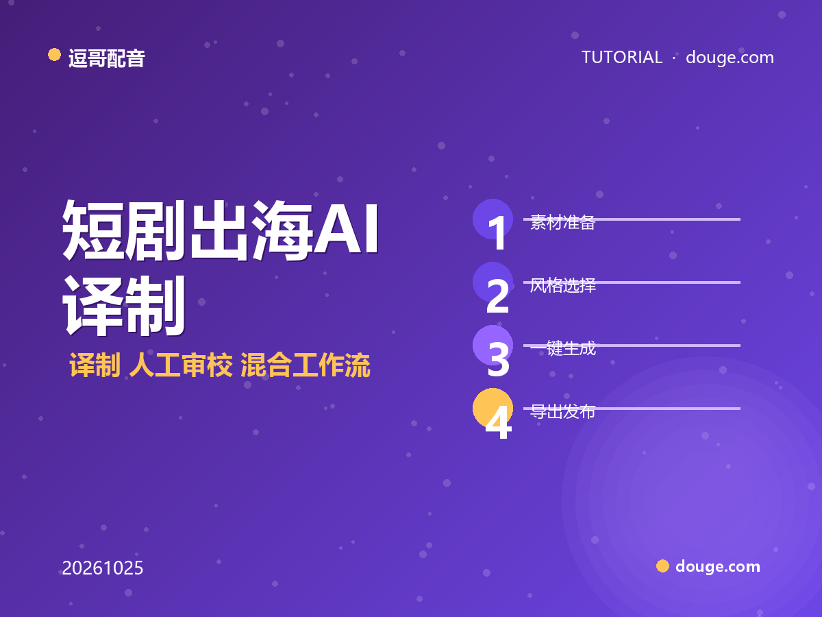 短剧出海"AI 译制+人工审校"混合工作流四步