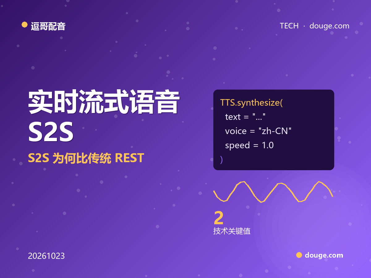 逗哥配音技术解析:实时流式语音(S2S)为何比传统 REST 快十倍