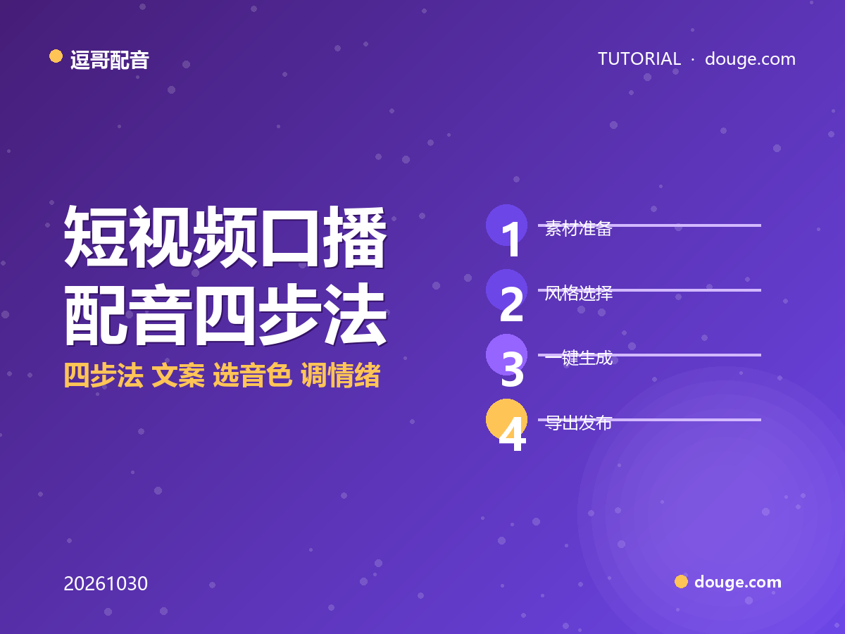 逗哥配音实操:短视频口播配音四步法(文案→选音色→调情绪→导出字幕)